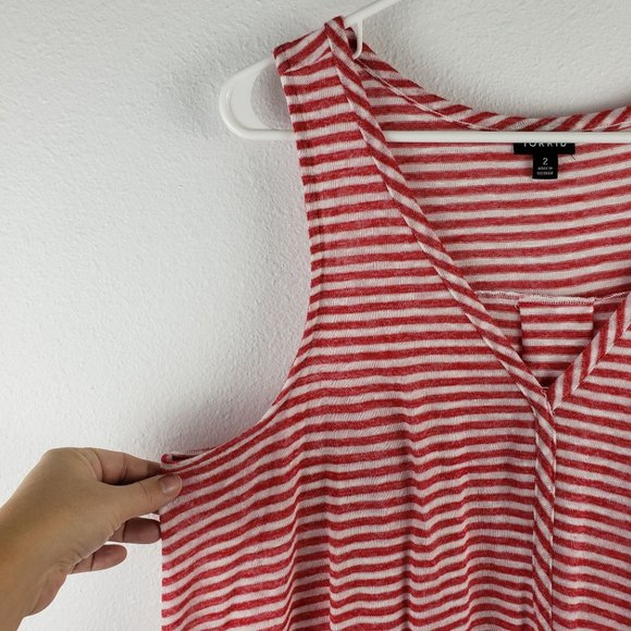 Torrid Women's Size 2 Knit Jersey Swing Tunic Tank Red And White Stripes Vneck - Picture 2 of 9